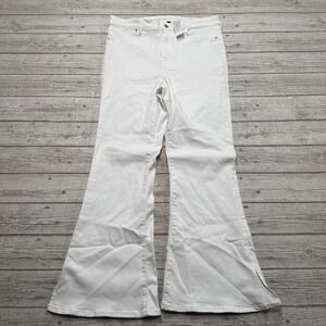 NEW American Eagle Jeans Women's 16 White Denim Super High Rise Flare Stretch